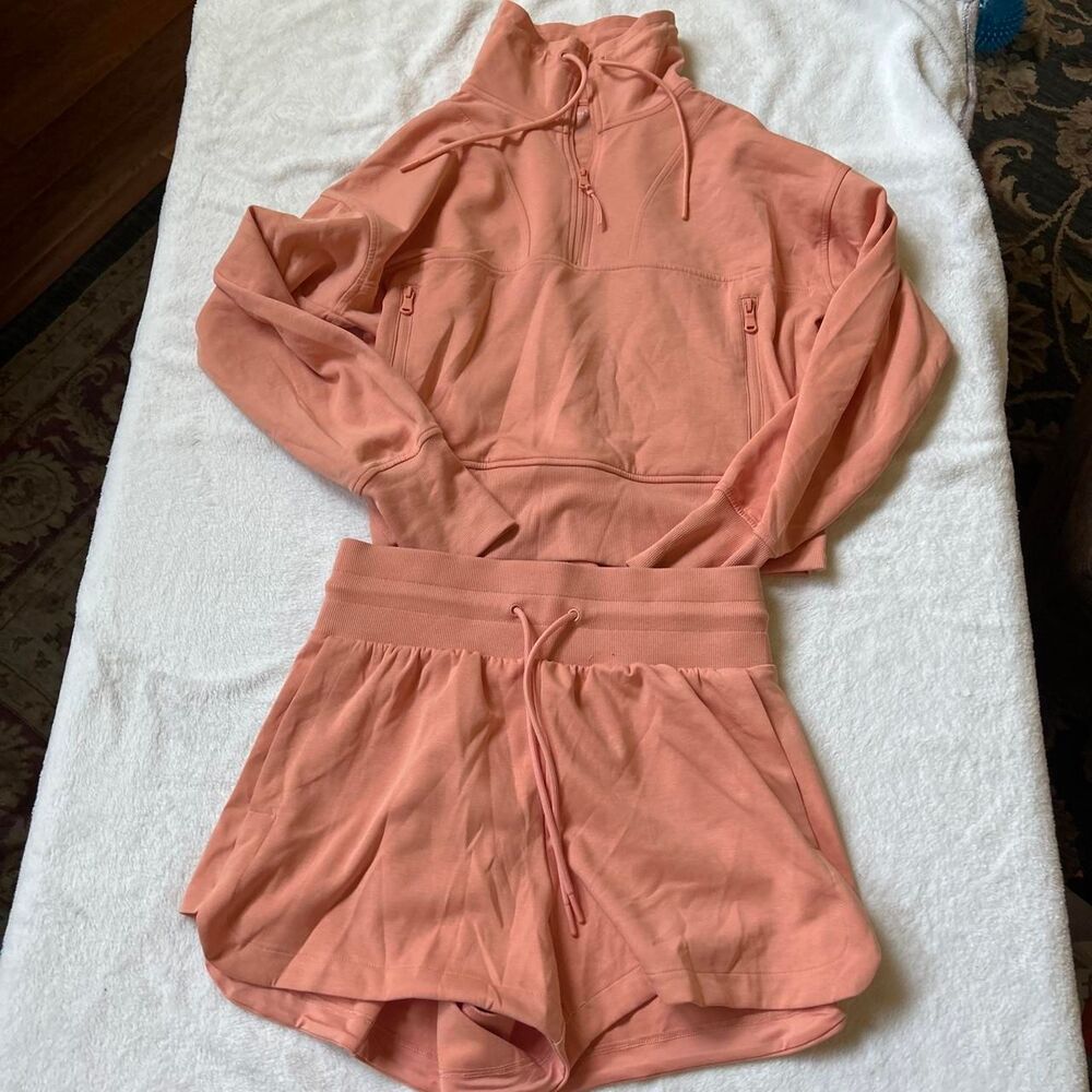 Old Navy active dynamic fleece peach orange workout activewear set women medium